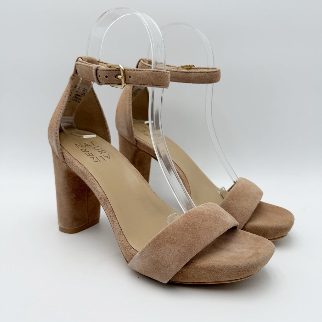 Naturalizer Womens Joy Heeled Dress Sandals Size 6 Wide Tan Suede NWOB