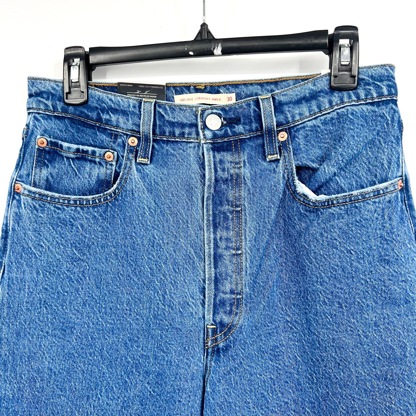 Levi's Womens Ribcage Straight Ankle Jeans 30x29 10 Jazz Pop Blue 72693-0177 NWT