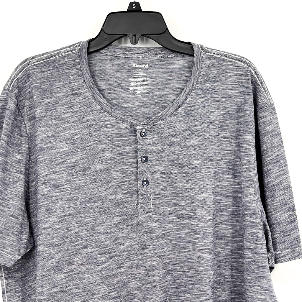 ABOUND Men's Jersey Slub Henley Tee XL Navy Blue White Short Sleeve Cotton NWT