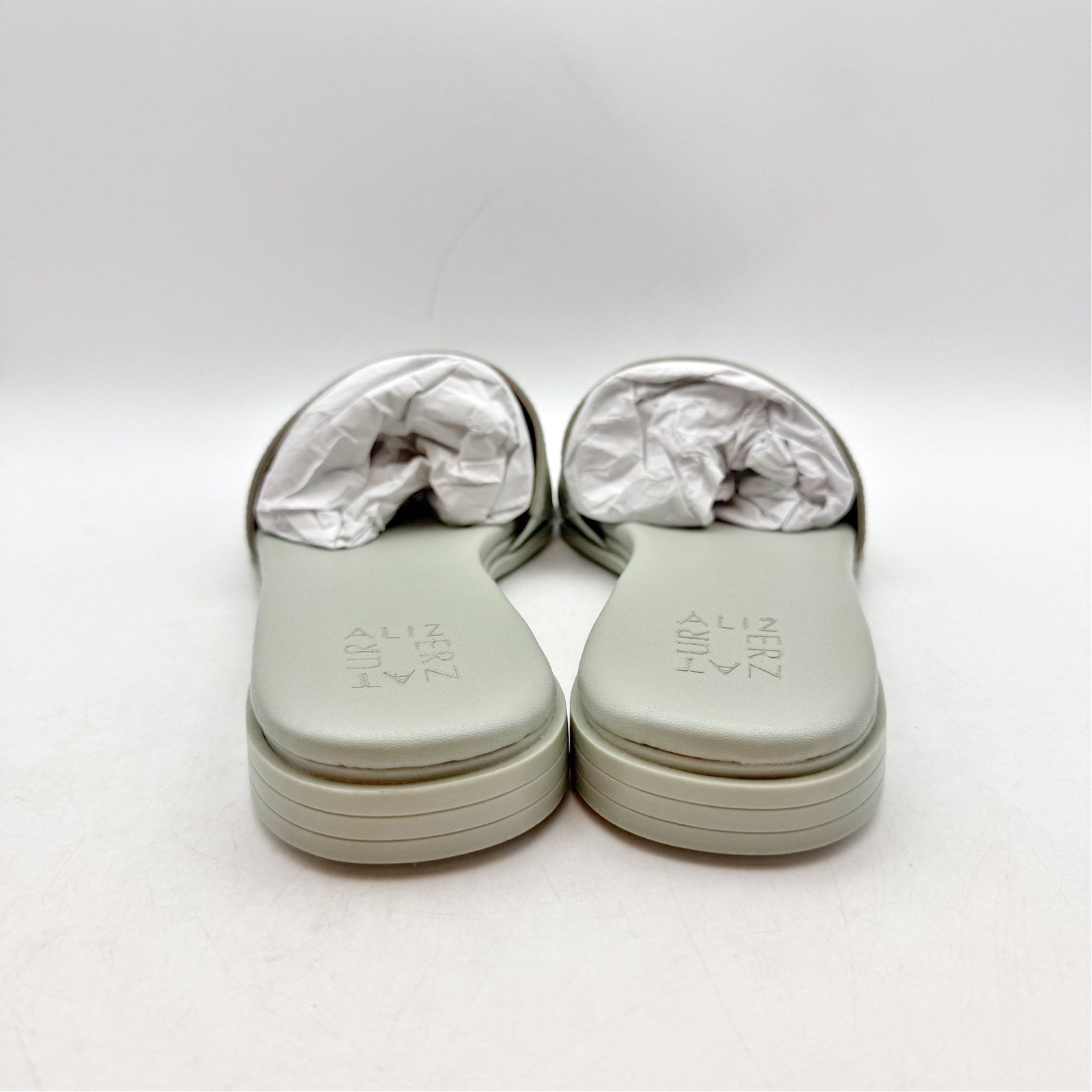 Naturalizer Womens Genevieve Slide Sandals Size 8.5 WIDE Grey Green Leather NIB