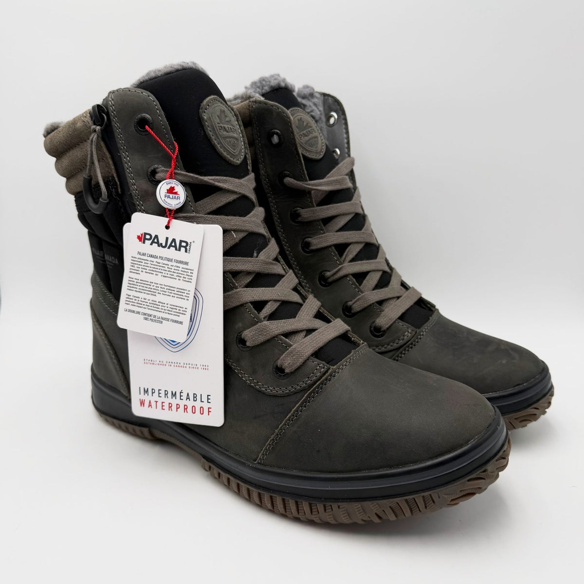 Pajar Canada Mens Trooper 3.0 Winter Boots Size 10 EU 44 Dark Grey Black WP NWOB