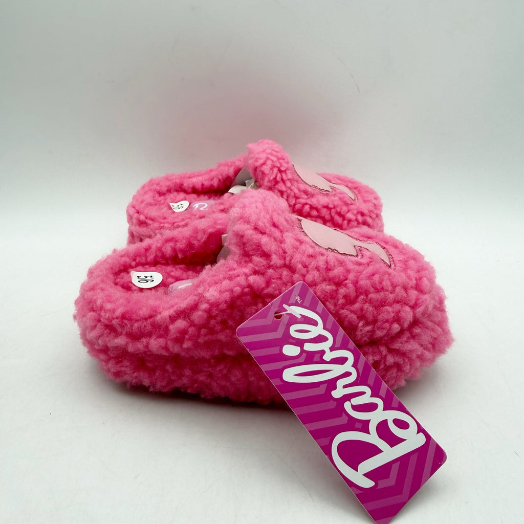 Barbie Toddler Girls Ground Up Spa Slippers US 5-6 Small Pink Faux Fur NIB