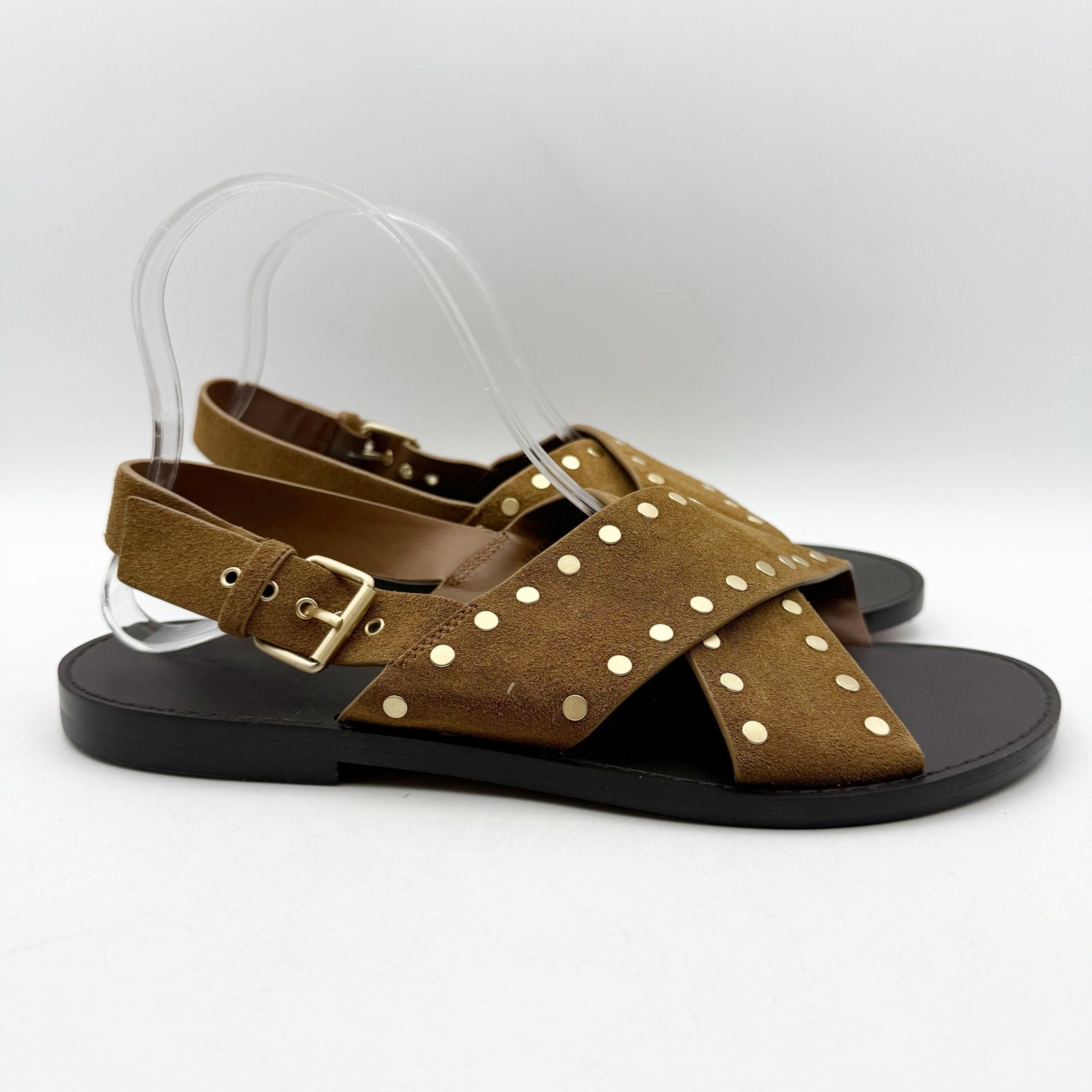 Madewell Womens Tuley Crossband Sandals US 9.5 M EU 39.5 Brown Leather NIB