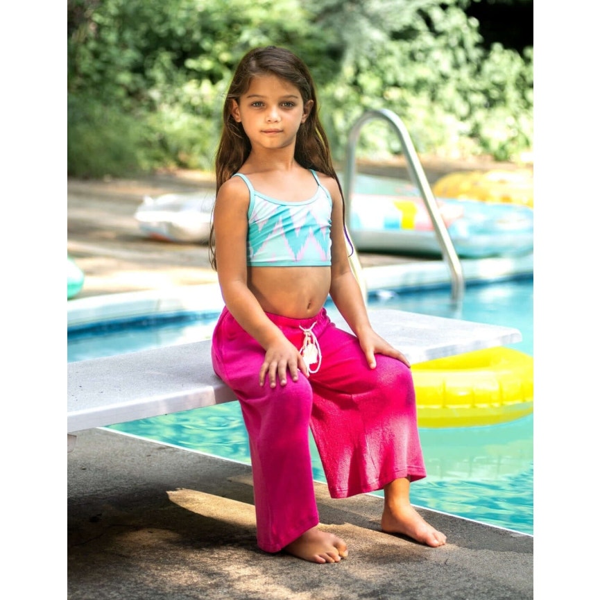 APPAMAN Girls Ikat Stella Bikini Swim Set Size 10 Teal Green Printed UPF NWT