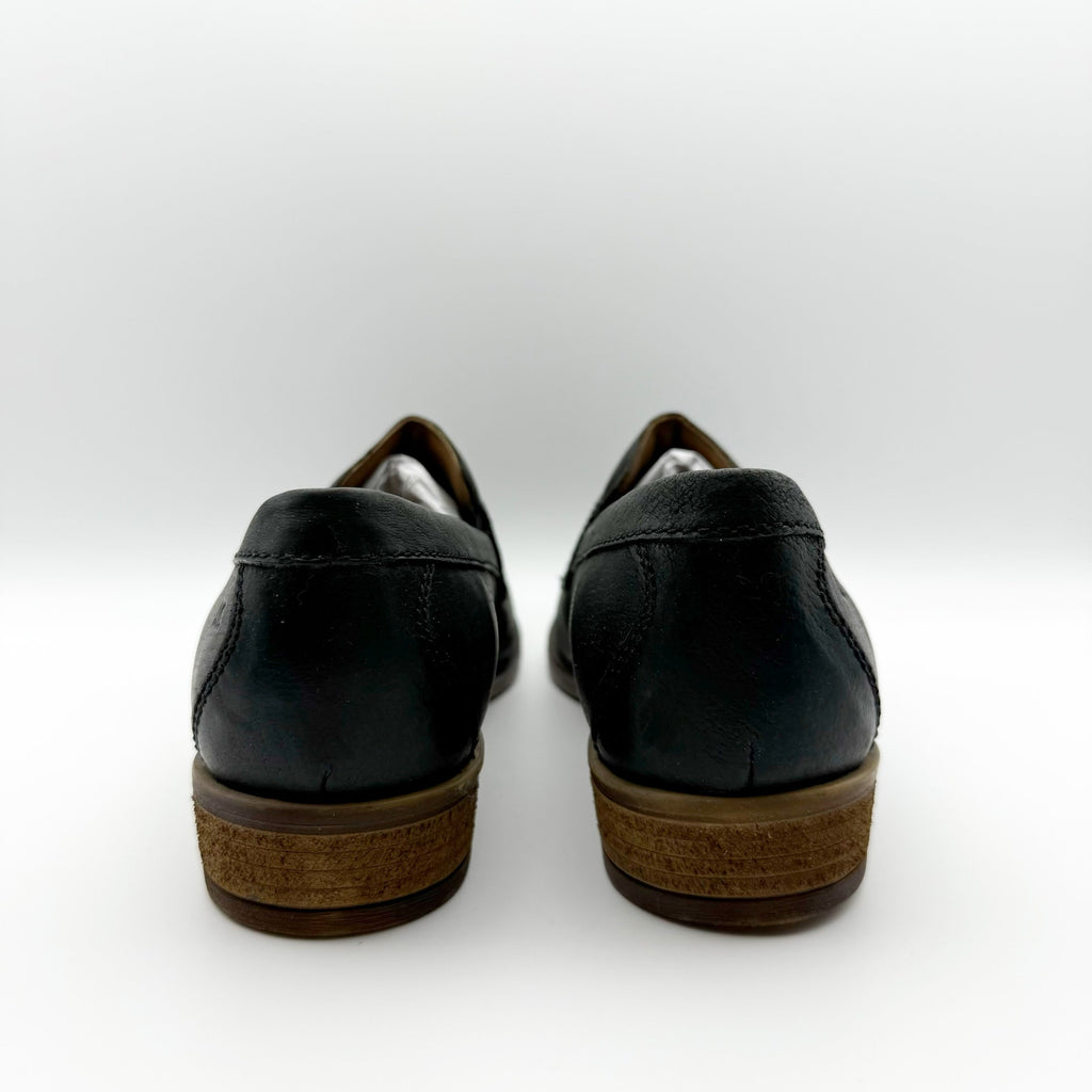 Josef Seibel Womens Sienna 96 Loafers EU 37 US 6.5 Black Washed Leather Shoe NIB