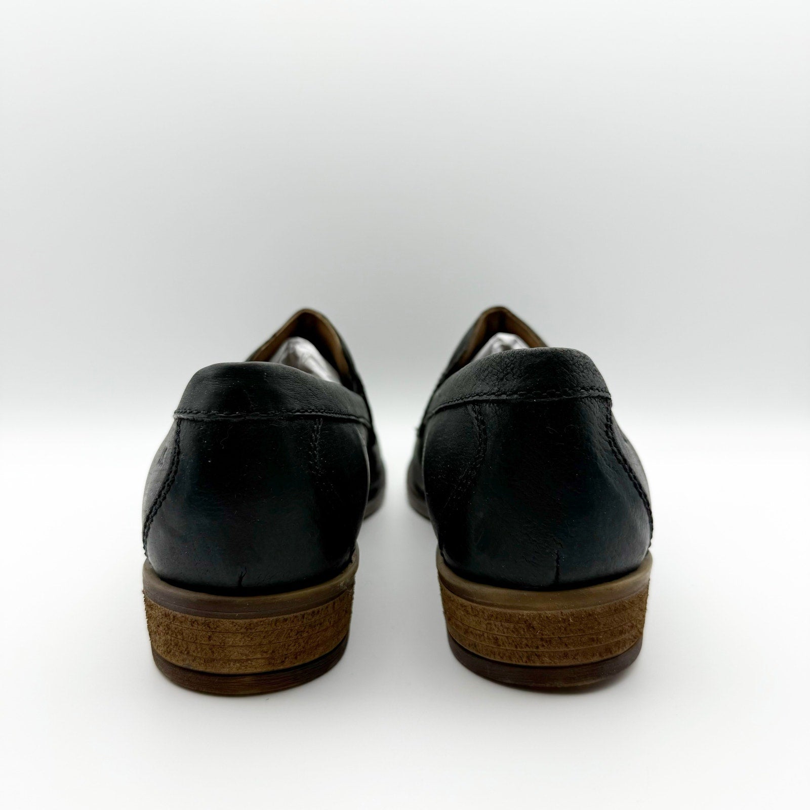 Josef Seibel Womens Sienna 96 Loafers EU 37 US 6.5 Black Washed Leather Shoe NIB