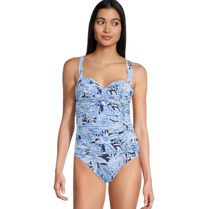 LILLY PULITZER Solaria One-Piece Swimsuit Size 10 Blue Coastal Constellation NWT
