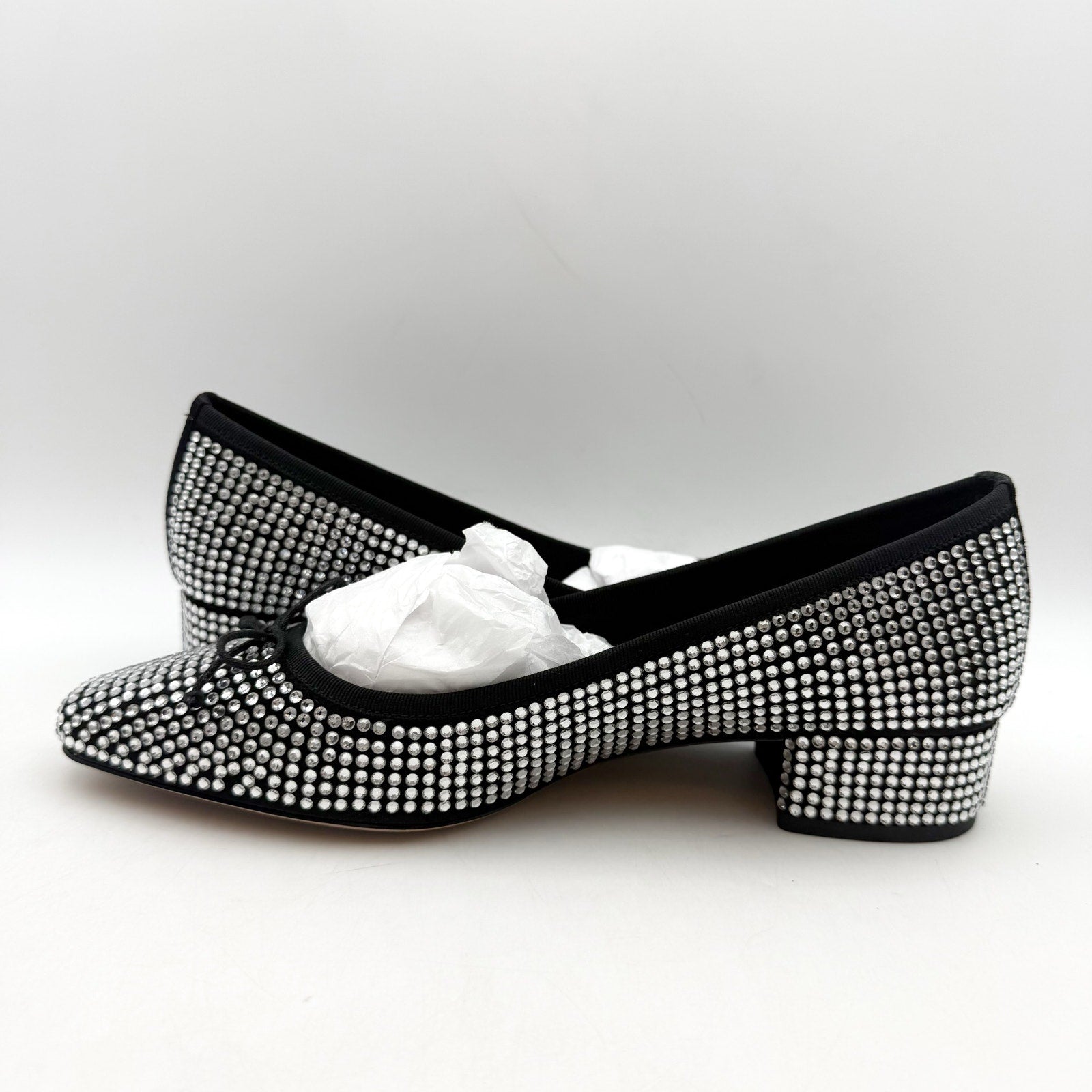 Veronica Beard Women Cecile Ballet Pump US 7.5 Silver Black Suede Rhinestone NIB