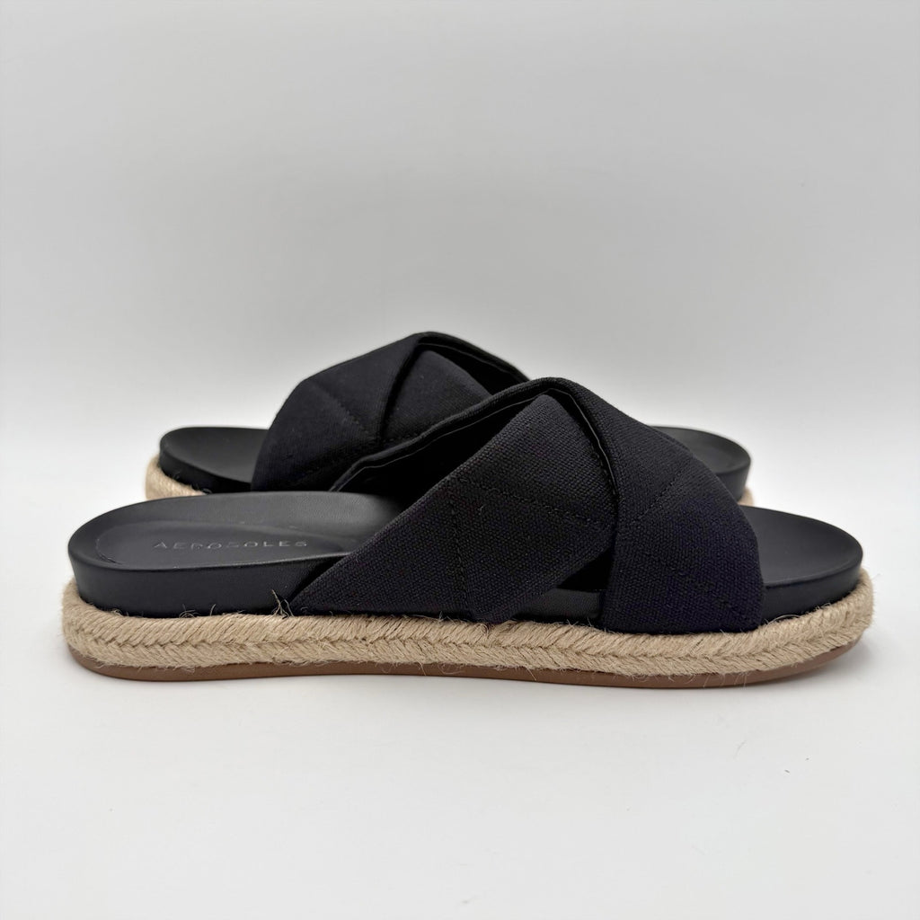 Aerosoles Womens Linney Slide Sandals Size 8.5 M Black Canvas NWOB