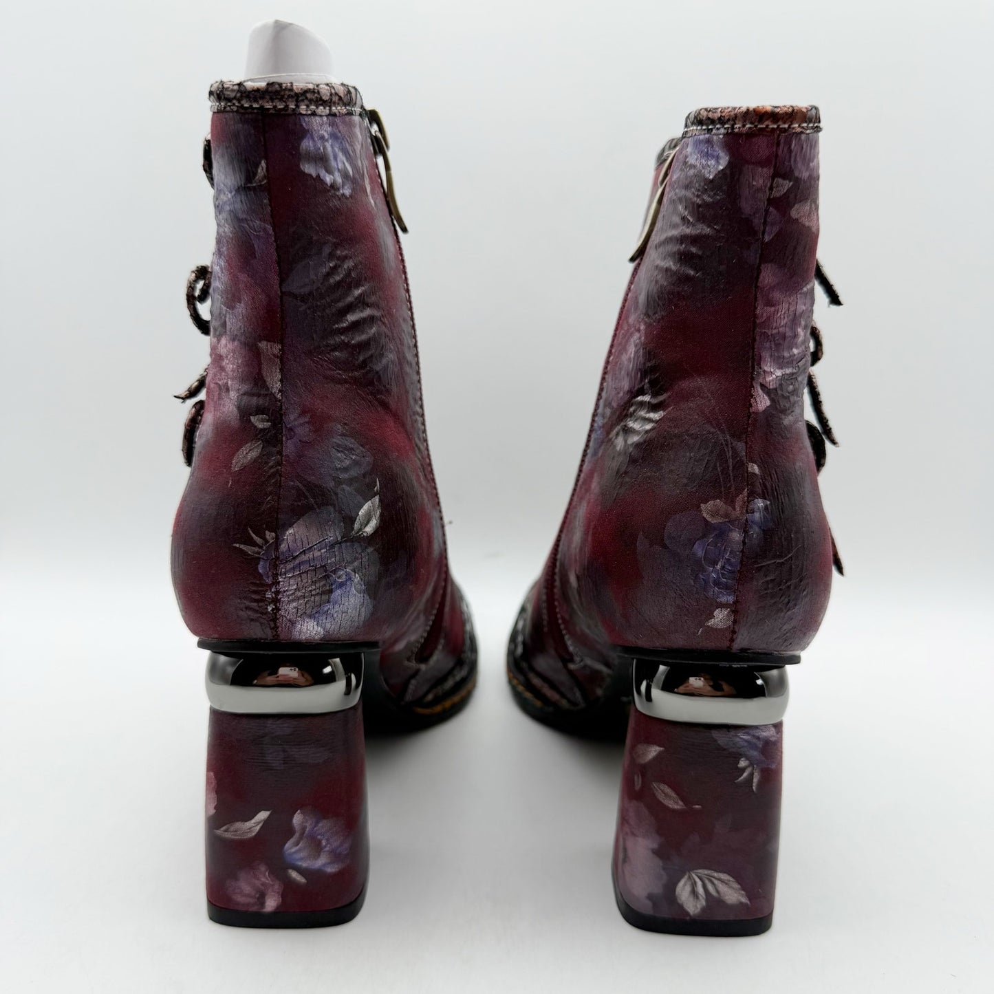 L'Artiste by Spring Step Womens Carre Heeled Boots EU 37 US 7 Purple Leather NIB