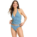 TOMMY BAHAMA Mosaic Pool Ring Tankini Top XS Beach Glass Blue Palm Modern NWT