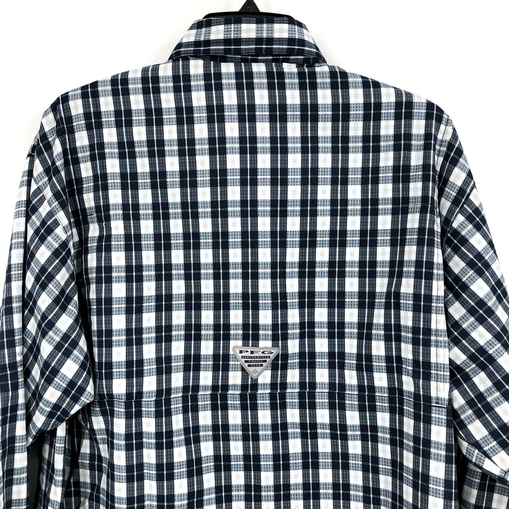 COLUMBIA Mens Super Tamiami LS Shirt Small Blue White Houston Texans PFG NWT