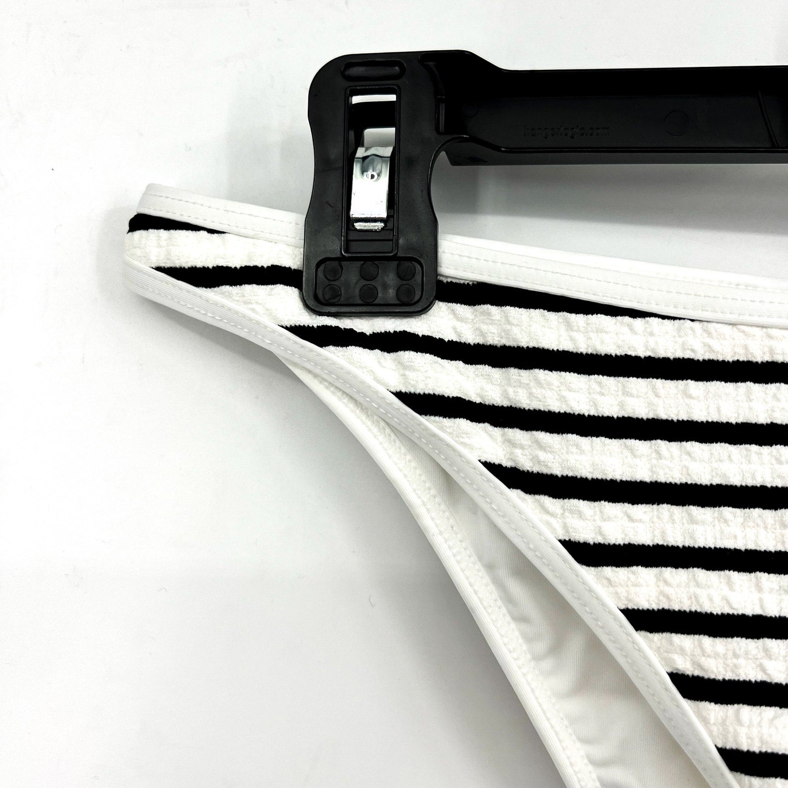 L*SPACE Women's Suzi Classic Bikini Bottom Medium Black White Stripe Ribbed NWT