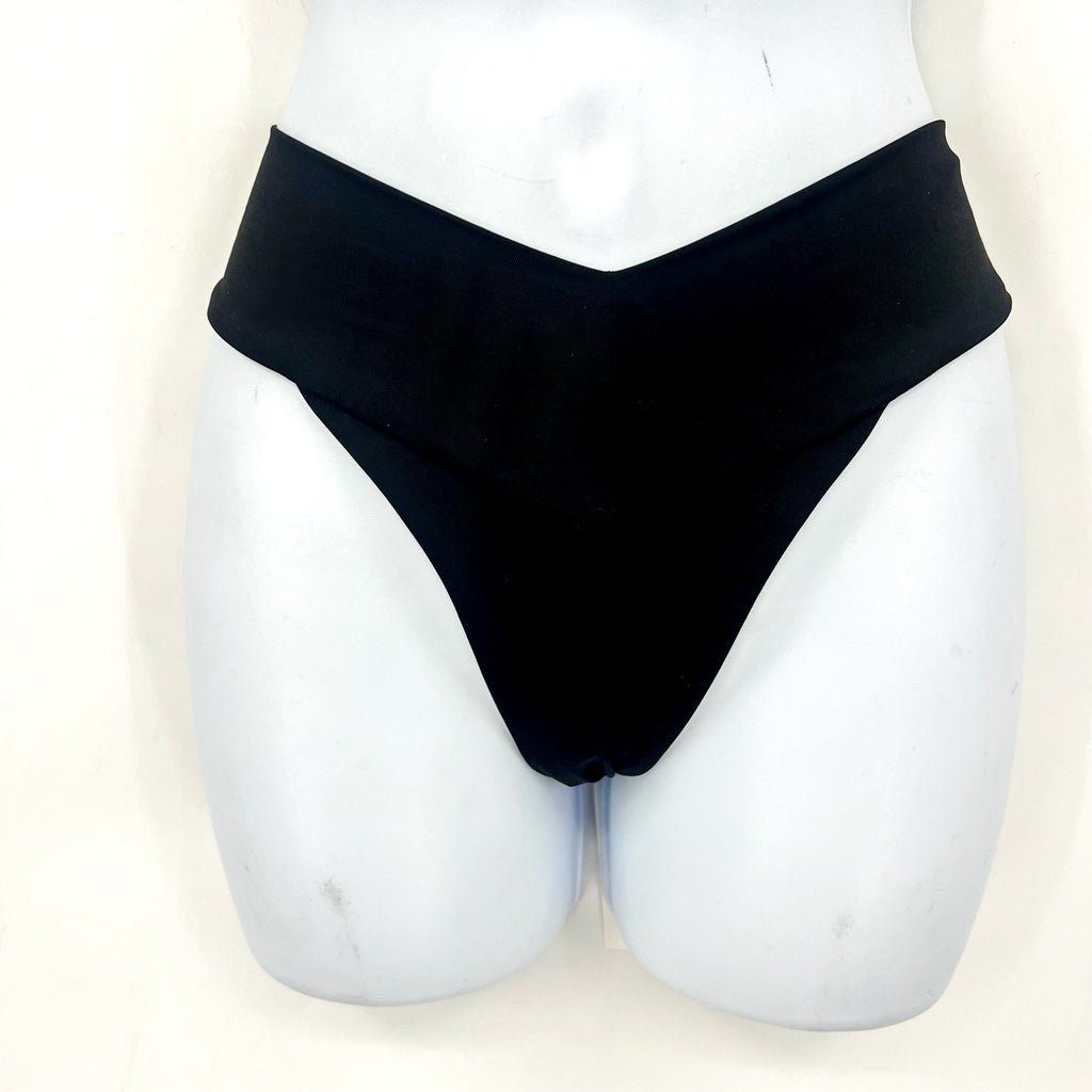 L*SPACE Women's Quinn Classic Bikini Bottom Small Black V Front NWT
