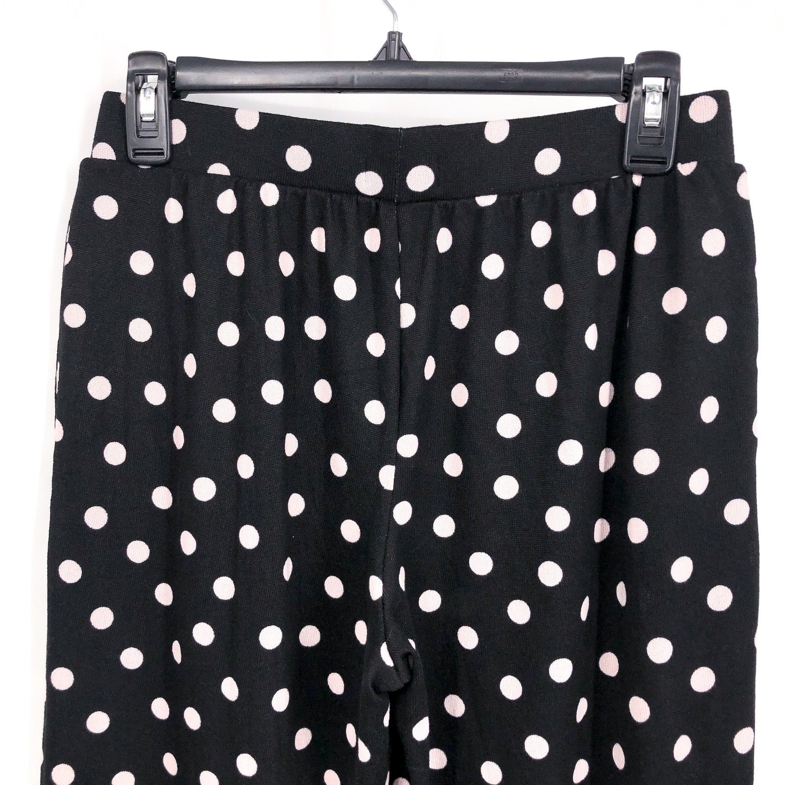KATE SPADE Womens Long Sleeve Sweater Knit Pajama Set Small Black White Dot NWT