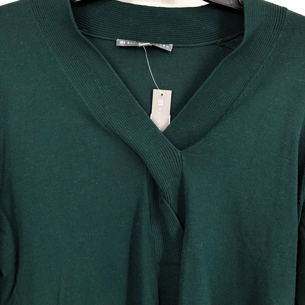 ELLIOTT LAUREN Womens Marella Fitted Sweater Large Evergreen Twist Detail NWT