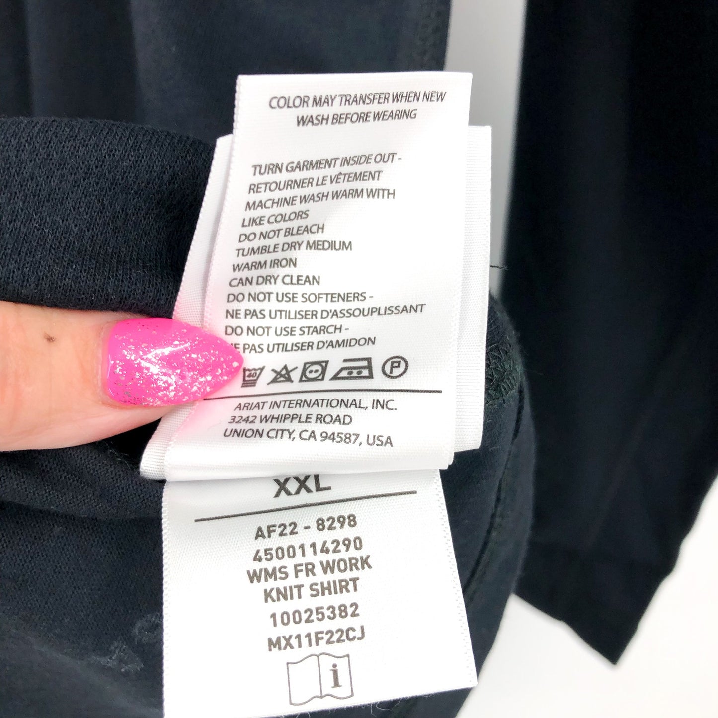 ARIAT Women's FR AC Long Sleeve Work Shirt XXL Black Knit V Neck NWOT