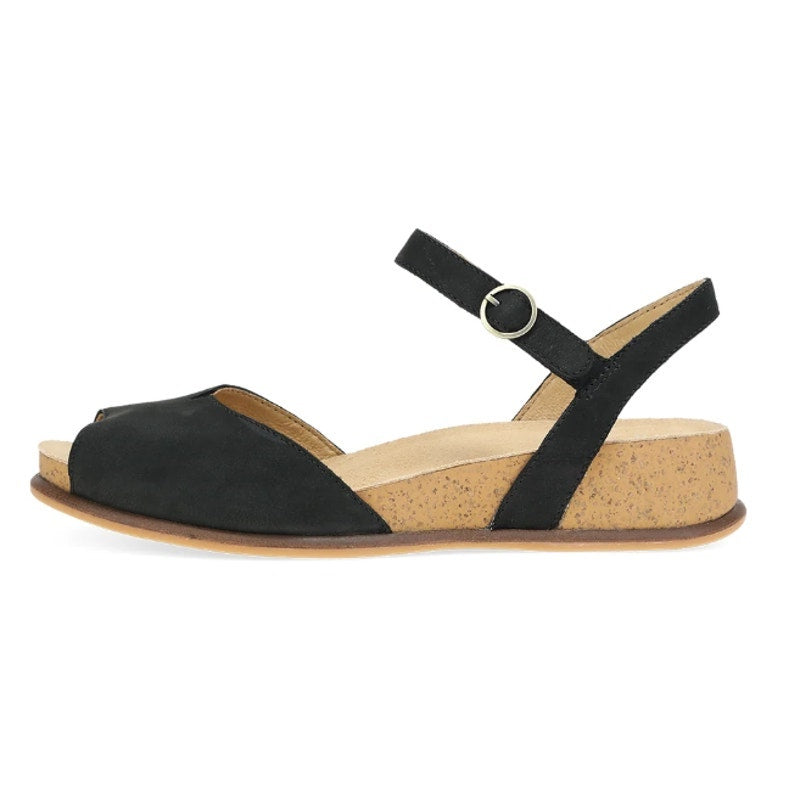 Dansko Womens Cass Flat Sandals EU 38 US 7.5-8 Black Suede NWOB