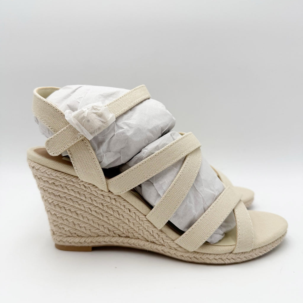 DOLCE Vita Womens DV8 Plume Wedge Sandals Size 7.5 Cream Beige Canvas NWOB