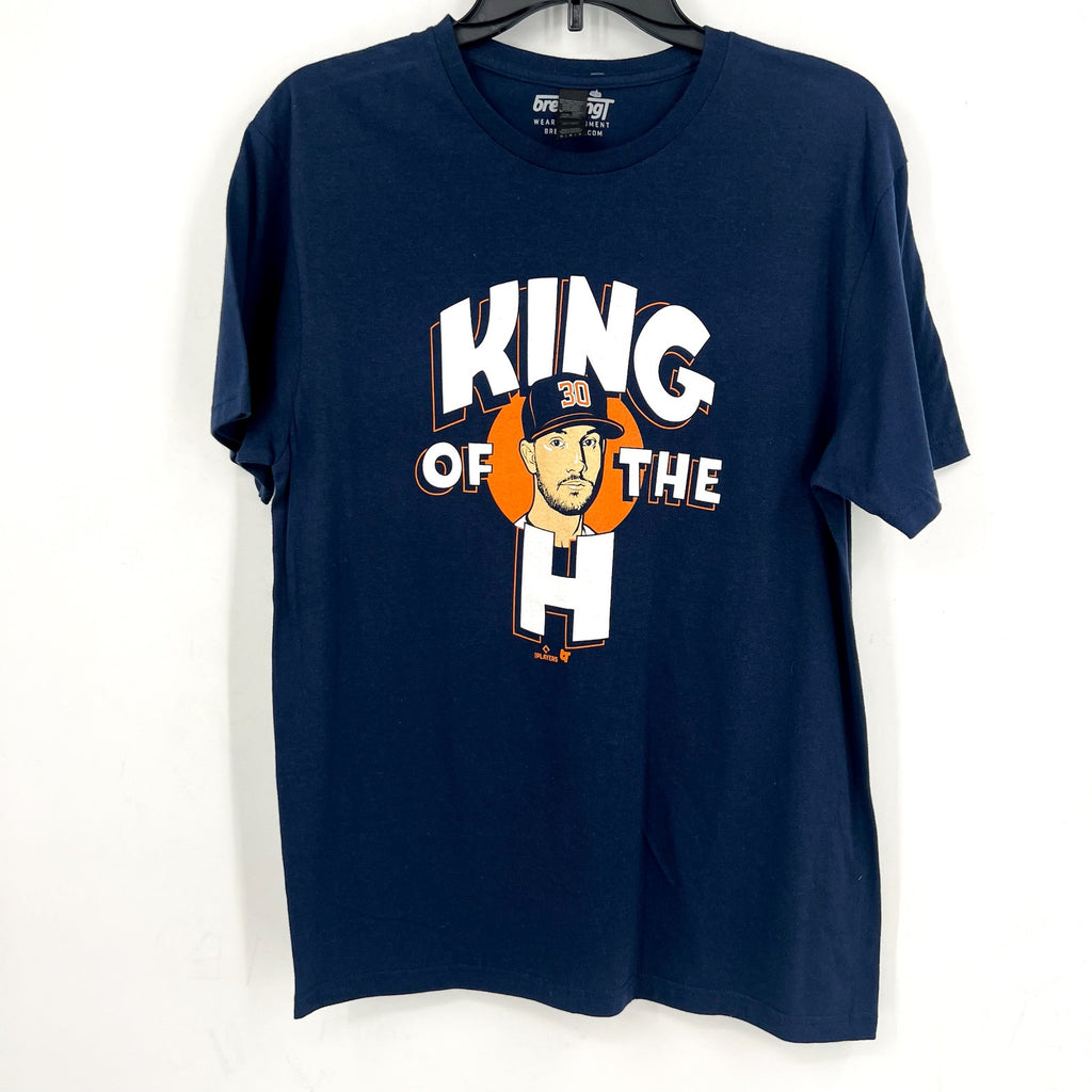 BREAKING T Mens Kyle Tucker King of the H Baseball T-Shirt Medium Navy NWOT