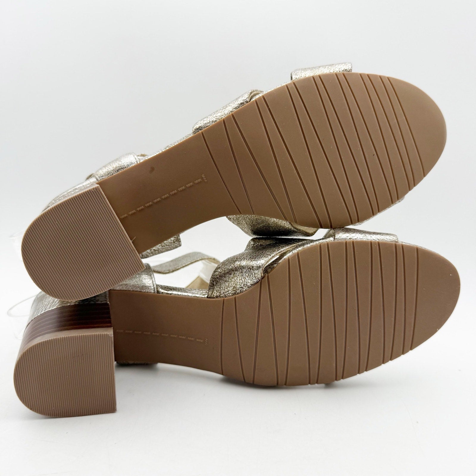 Vaneli Womens Moral Heeled Sandals US 7 M Metallic Gold Leather NWOB