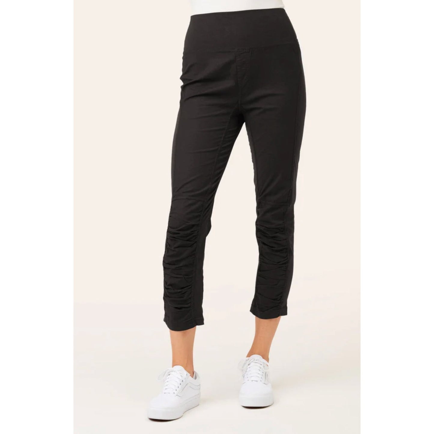 XCVI WEARABLES Women's Jetter Crop Leggings Large Black Ruched Stretch NWT