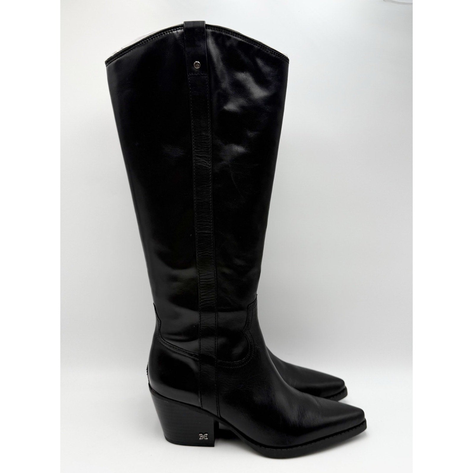Sam Edelman Womens Wyatt Knee High Boots US 7.5 M Wide Calf Black Leather NWOB