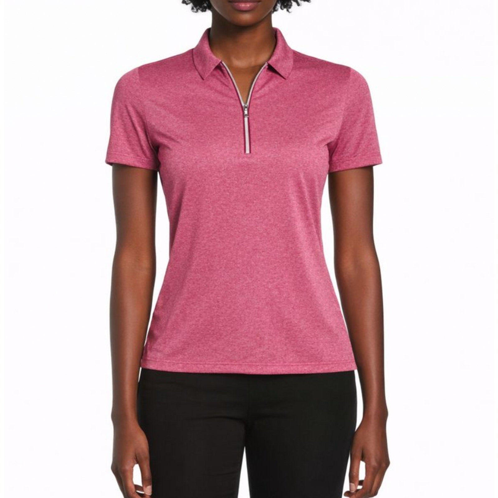 CALLAWAY Womens Golf Polo Shirt Medium Pink Quarter Zip Short Sleeve NWT