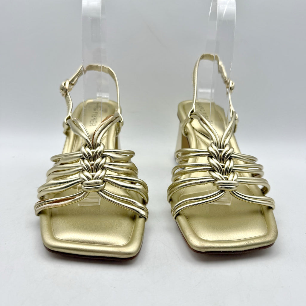 Marc Fisher Womens Magnify Heeled Sandals Size 6 M EU 36.5 Gold NWOB