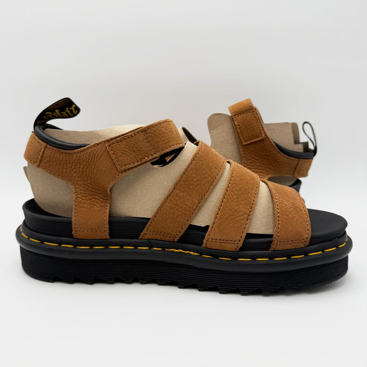 Dr Martens Womens Blaire Sandals Size 10 EU 42 Brown Desert Tumbled Nubuck NIB