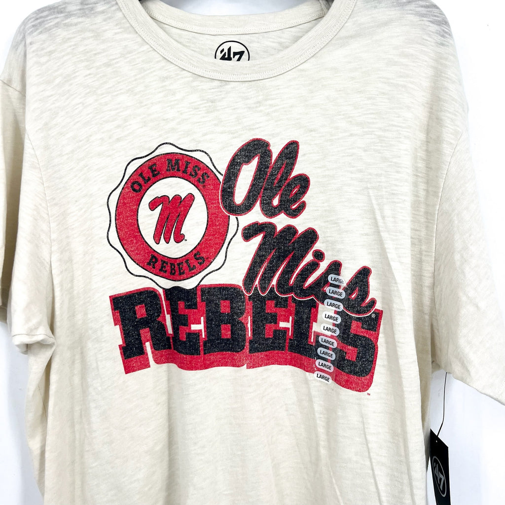 47 Mens University of Mississippi Bottom Line Scrum T-shirt Large Khaki NWT