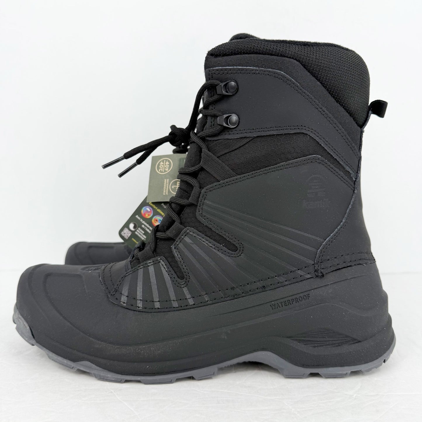 Kamik Mens Iceland Snow Boots US 12 EU 45 Black Grey Waterproof NWOB