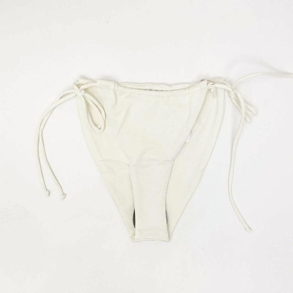 Good American Tiny Ties Bikini Bottoms Sz 4 XL Swimwear Matte Ivory White NWT