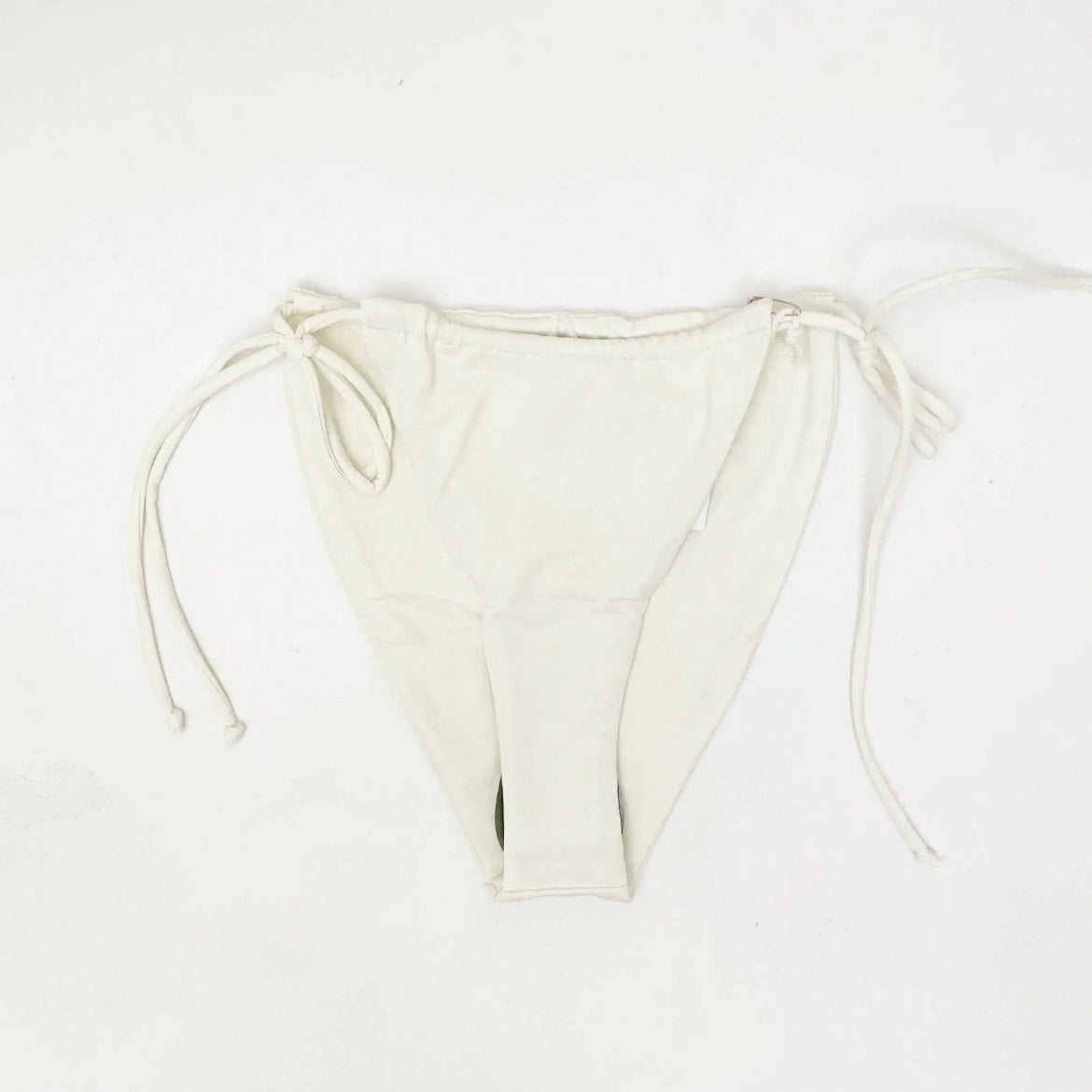 Good American Tiny Ties Bikini Bottoms Sz 4 XL Swimwear Matte Ivory White NWT