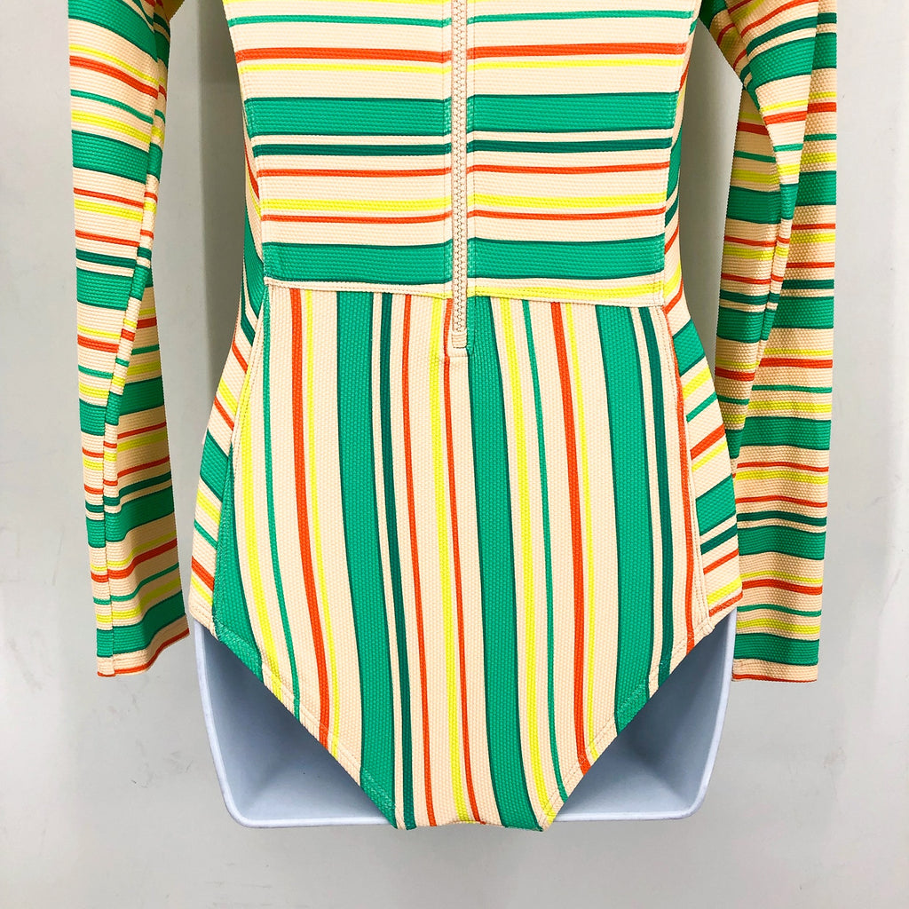 SEAFOLLY Girls Tropical Night One Piece Swimsuit US 12 Green Stripe NWT