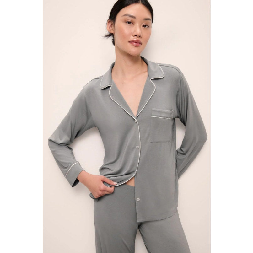 EBERJEY Women's Gisele Long Pajama Set Medium Gray Moonlight TENCEL Modal NWT