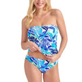 TOMMY BAHAMA Marina Bandeau Tankini Top Large Beach Glass Blue Island Cays NWT