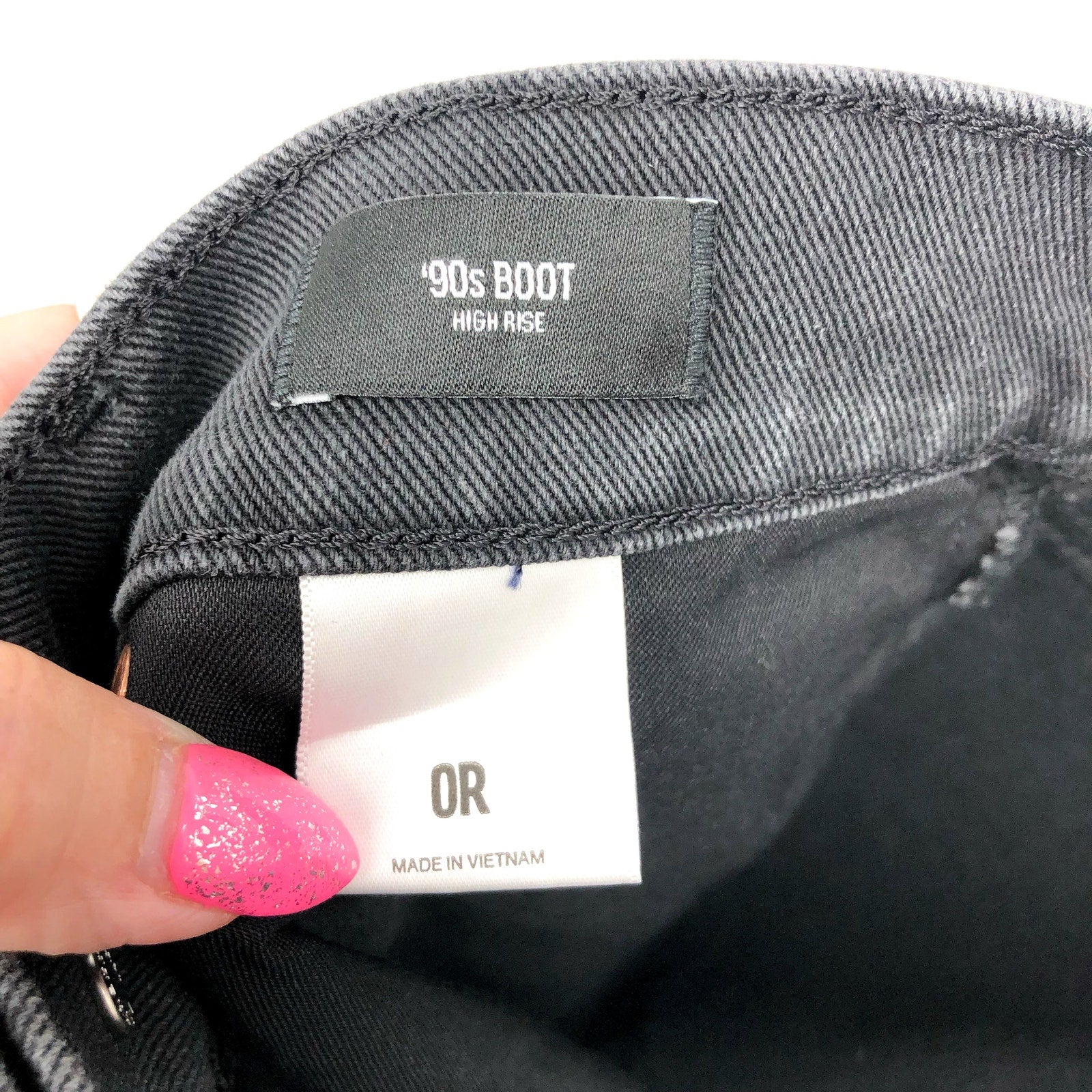 EXPRESS Women's High Waist Ripped 90s Bootcut Jeans Size 0R Black Stretch NWOT
