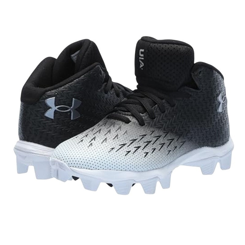 Under Armour Boys 10 Spotlight Franchise RM 4.0 Football Cleats Black White NIB