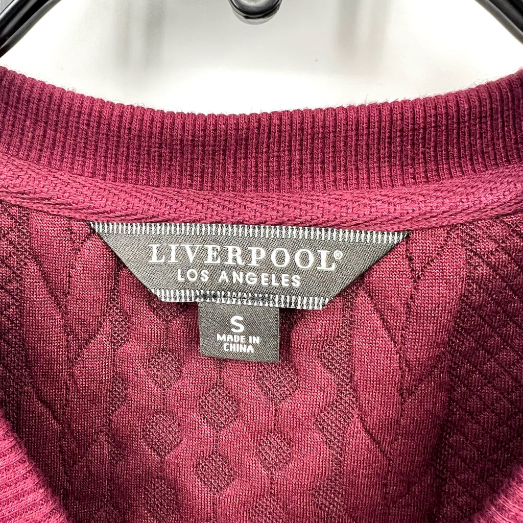 LIVERPOOL Men's Cable Knit Crew Neck Sweater Small Burgundy Red Jacquard NWT