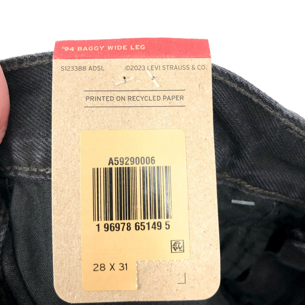LEVI'S Womens '94 Baggy Wide Leg Jeans 28x31 US 6 Over Exposure Black NWT