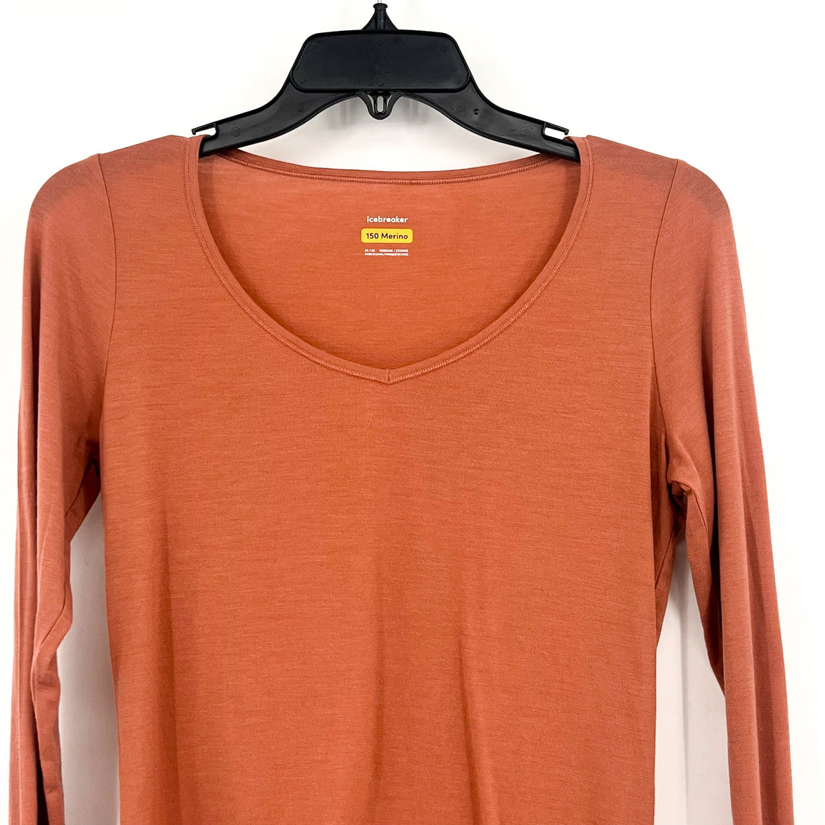 ICEBREAKER Women's Merino 150 Siren Long Sleeve Top Medium Cedar Wood Orange NWT