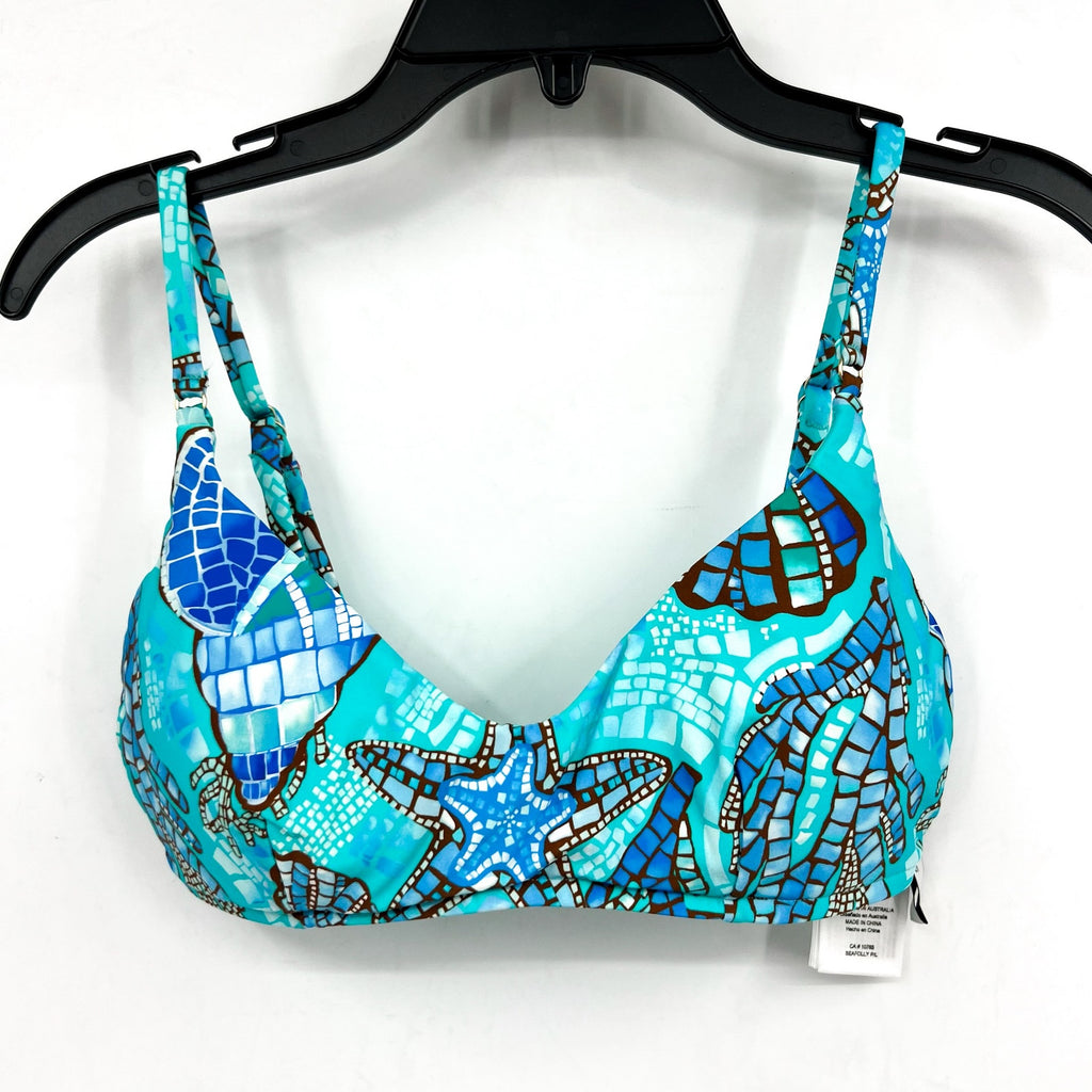 SEAFOLLY Women's La Mer Bralette Bikini Top Size 10 Aquatic Blue Swim NWT