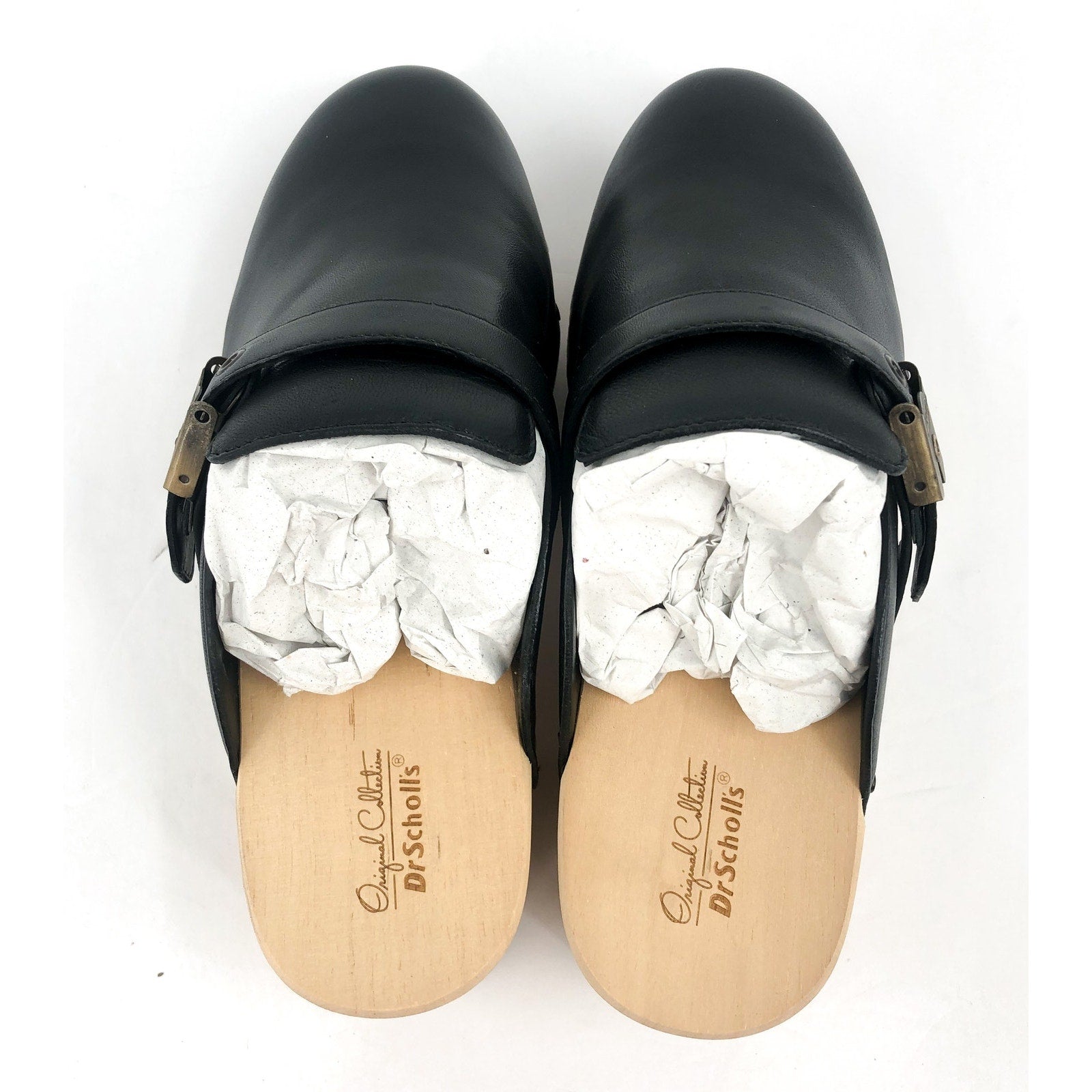 DR SCHOLL'S Women’s Original Clogs Size 6M Black Nubia Leather NWOB