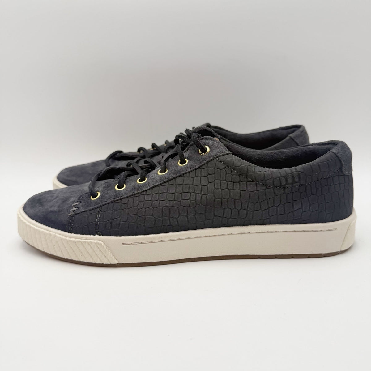 SPERRY Womens Anchor Plushwave Sneakers Size 11 Black Croc Embossed Suede NWOB