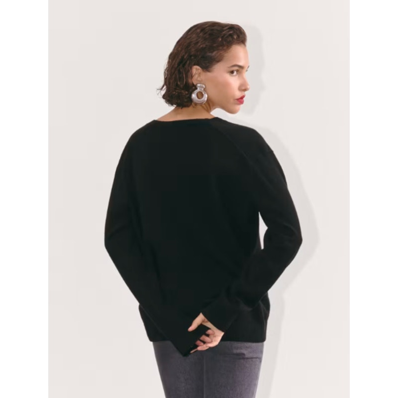 Everlane Womens The Classic V Cashmere Sweater Small Black Long Sleeve NWT
