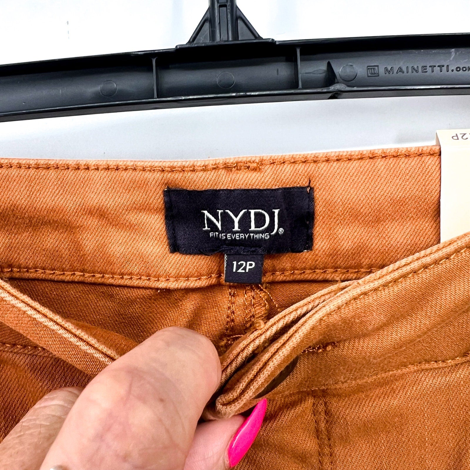 NYDJ Womens Margot Girlfriend Jeans Size 12 PETITE Rust Brown NWT