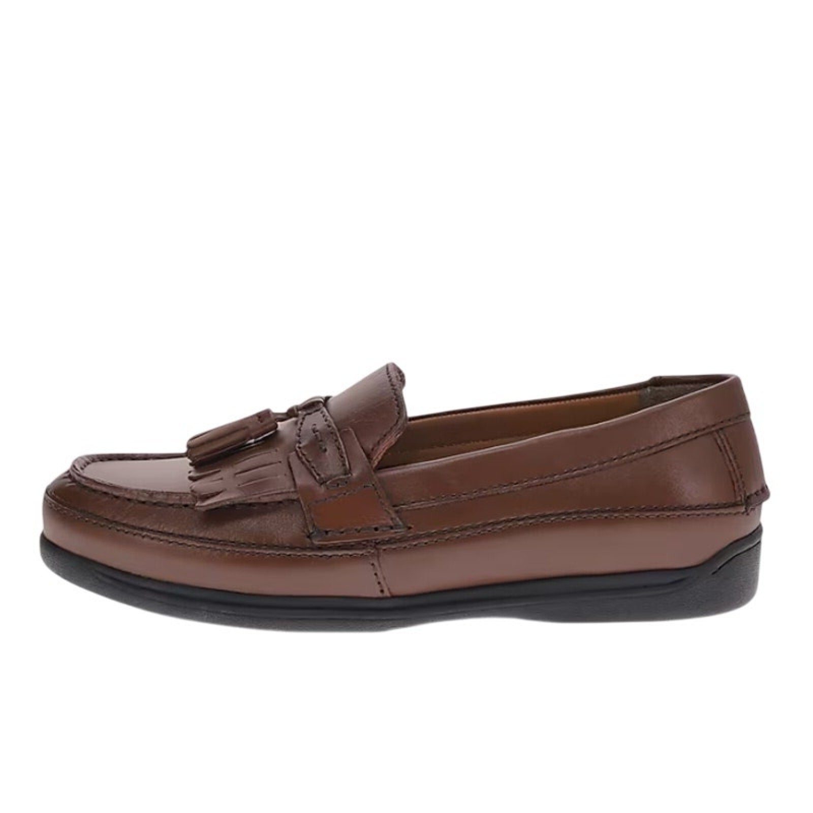 Dockers Mens Sinclair Moc Toe Loafers US 10 Wide EU 43 Brown Leather Tassel NIB