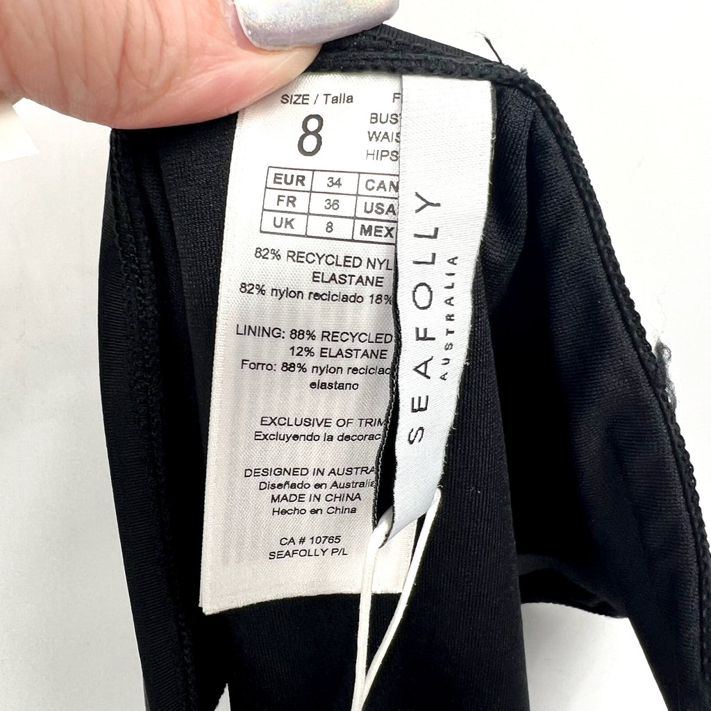 SEAFOLLY Women's Twist Band Hipster Bikini Bottom Size 4 Black Swim NWT