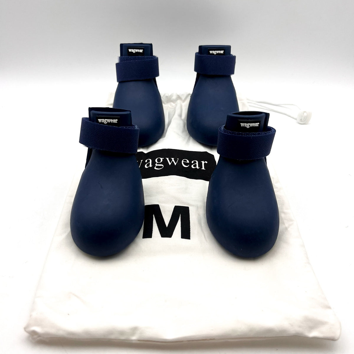 WAGWELLIES Rubber Dog Boots Navy 4 PCS Set Slip On 30-50 lbs NIB